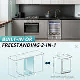 SIMZLIFE 24Inch Beverage Refrigerator 180 Can Beverage Cooler Under Counter Beer Fridge with Glass Door For Kitchen Bar Office