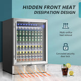 SIMZLIFE 24Inch Beverage Refrigerator 180 Can Beverage Cooler Under Counter Beer Fridge with Glass Door For Kitchen Bar Office