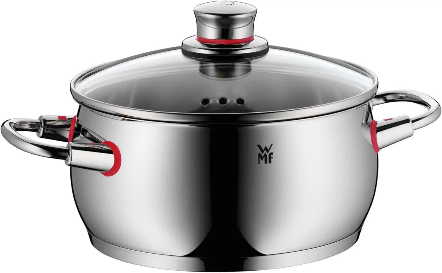 Pot Set 5-Piece Quality One Steam Vent Glass Lid Cromargan® Stainless Steel Polished Suitable for Induction Hobs Dishwasher-