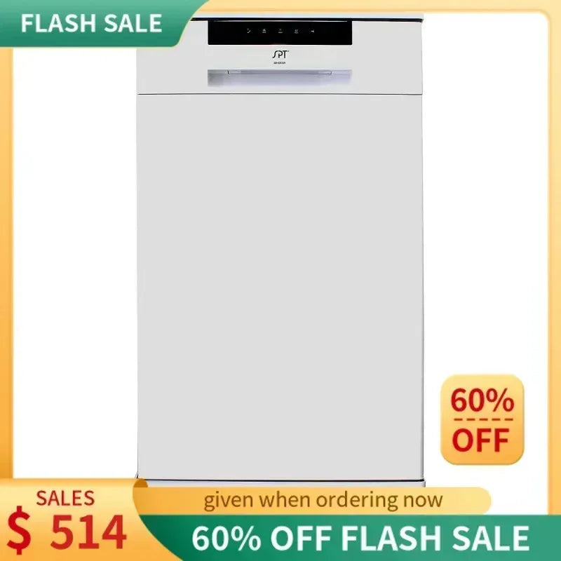 TGBFSPT SD-9263W 18″Wide Portable Dishwasher with ENERGY STAR,6 Wash Programs,8 Place Settings and Stainless Steel Tub–White,Ali