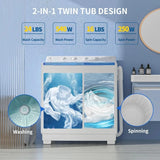 Zynkez Portable Washing Machine, 40Lbs Compact Washing machine, Twin Tub Laundry Washer Machine, Semi-Automatic 24Lbs Washer