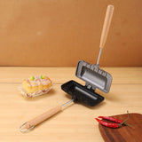 Hot Dog Toaster Non Stick Aluminum Alloy Double-Sided Sandwich Pan Bread Toast Breakfast Machine Double-Sided Sandwich Fry Pan